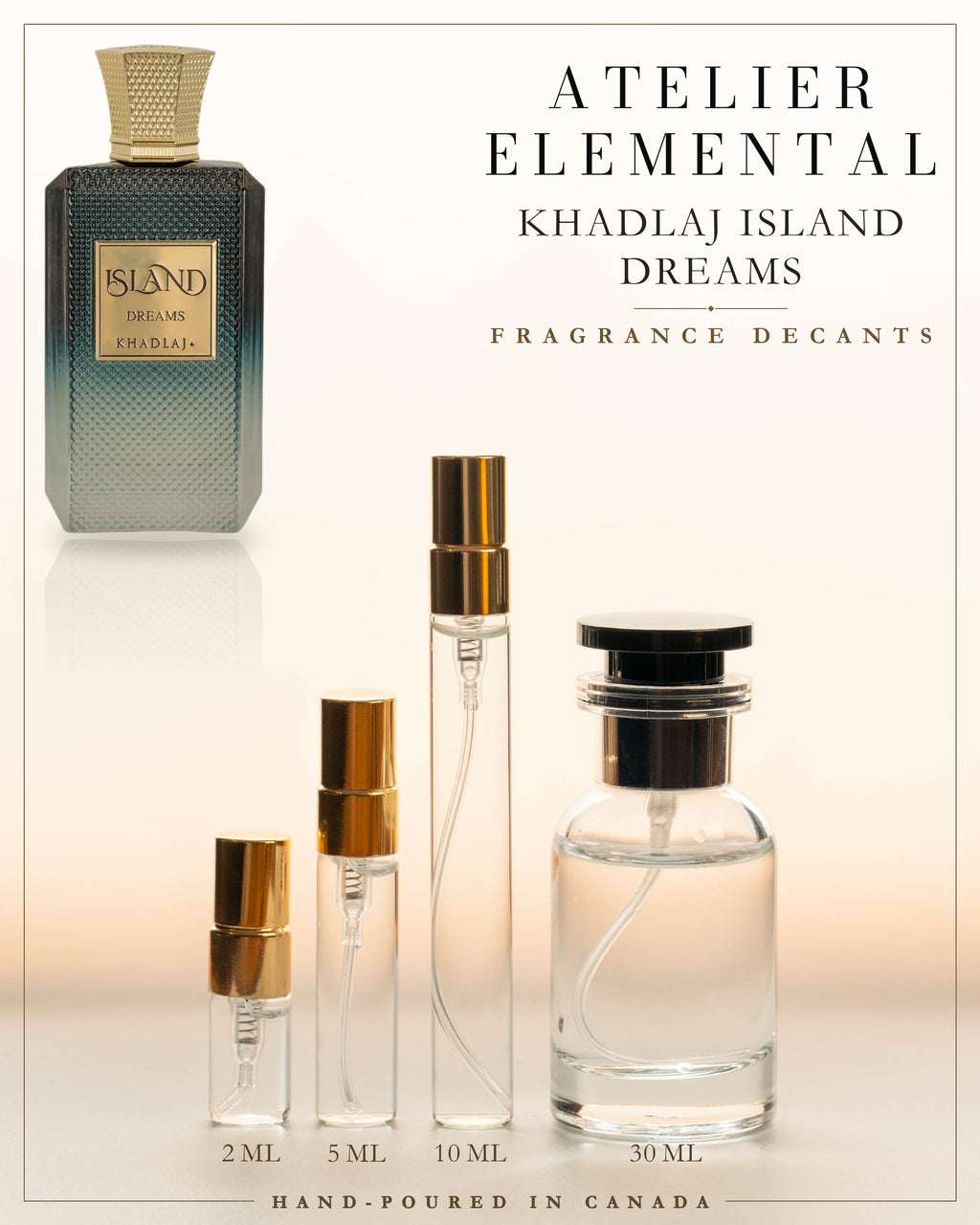 Atelier Elemental decant card - Khadlaj Island Dreams in 2ml 5ml 10ml 30ml sizes