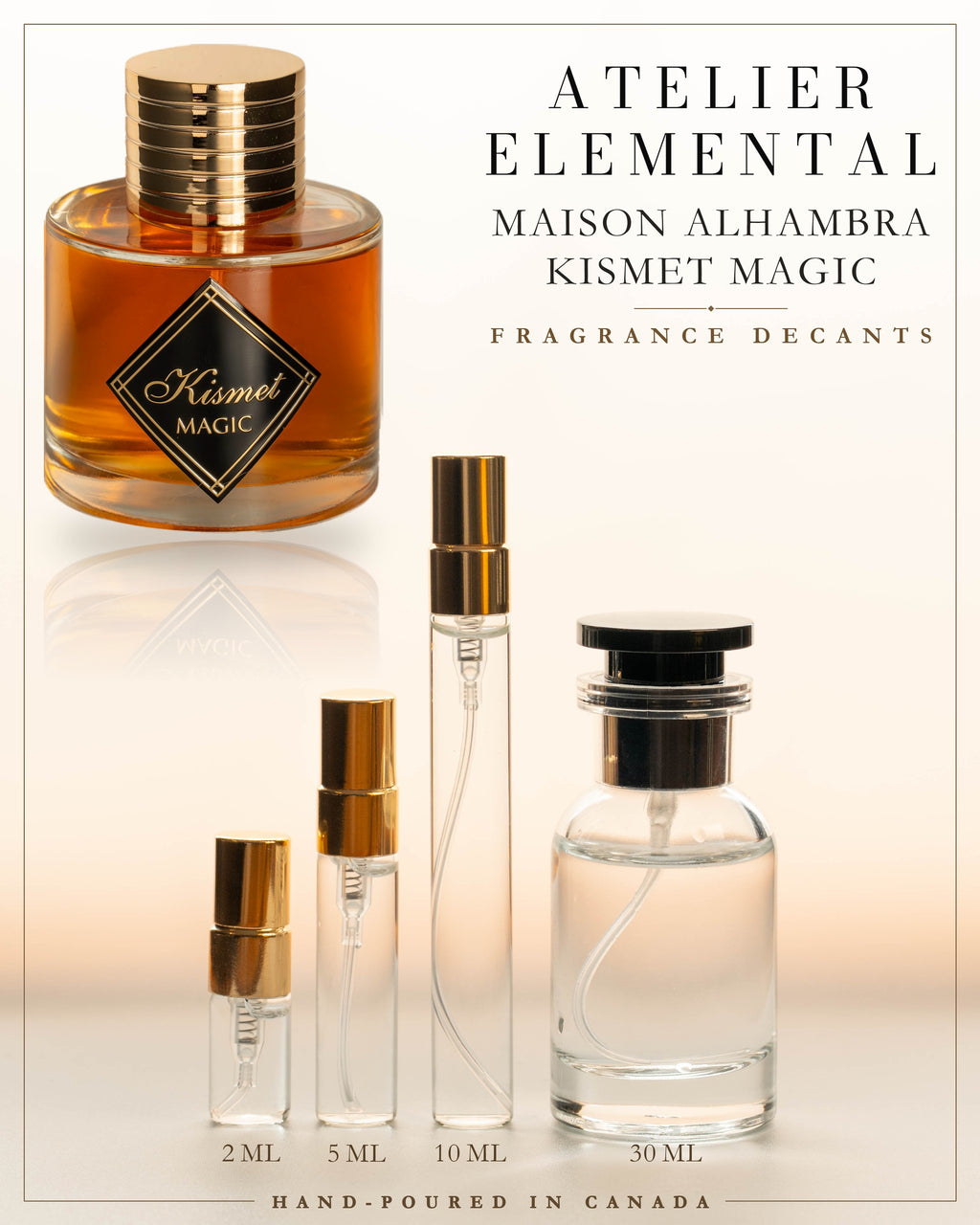 Atelier Elemental decant card - Maison Alhambra Kismet Magic in 2ml 5ml 10ml 30ml sizes