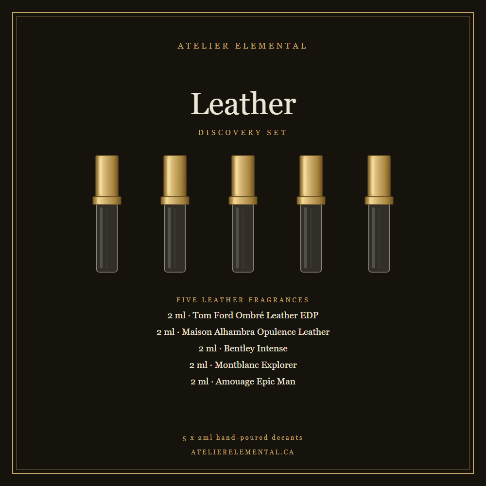Leather Discovery Set, five 2ml fragrance decants