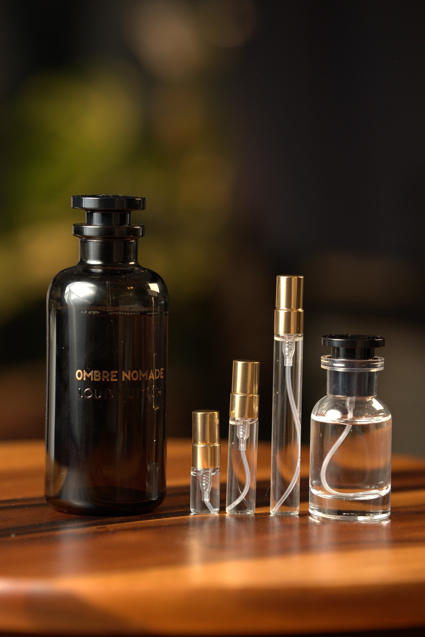 Atelier Elemental real bottle photo - Louis Vuitton Ombre Nomade decant, 2ml 5ml 10ml vials