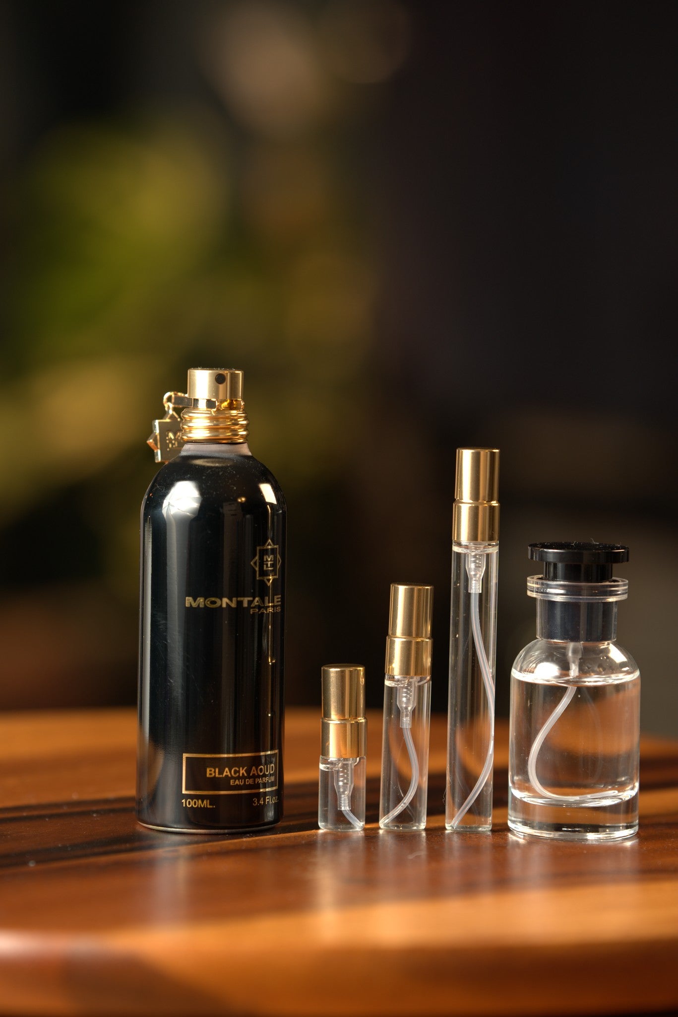 Atelier Elemental real bottle photo - Montale Black Aoud decant, 2ml 5ml 10ml vials
