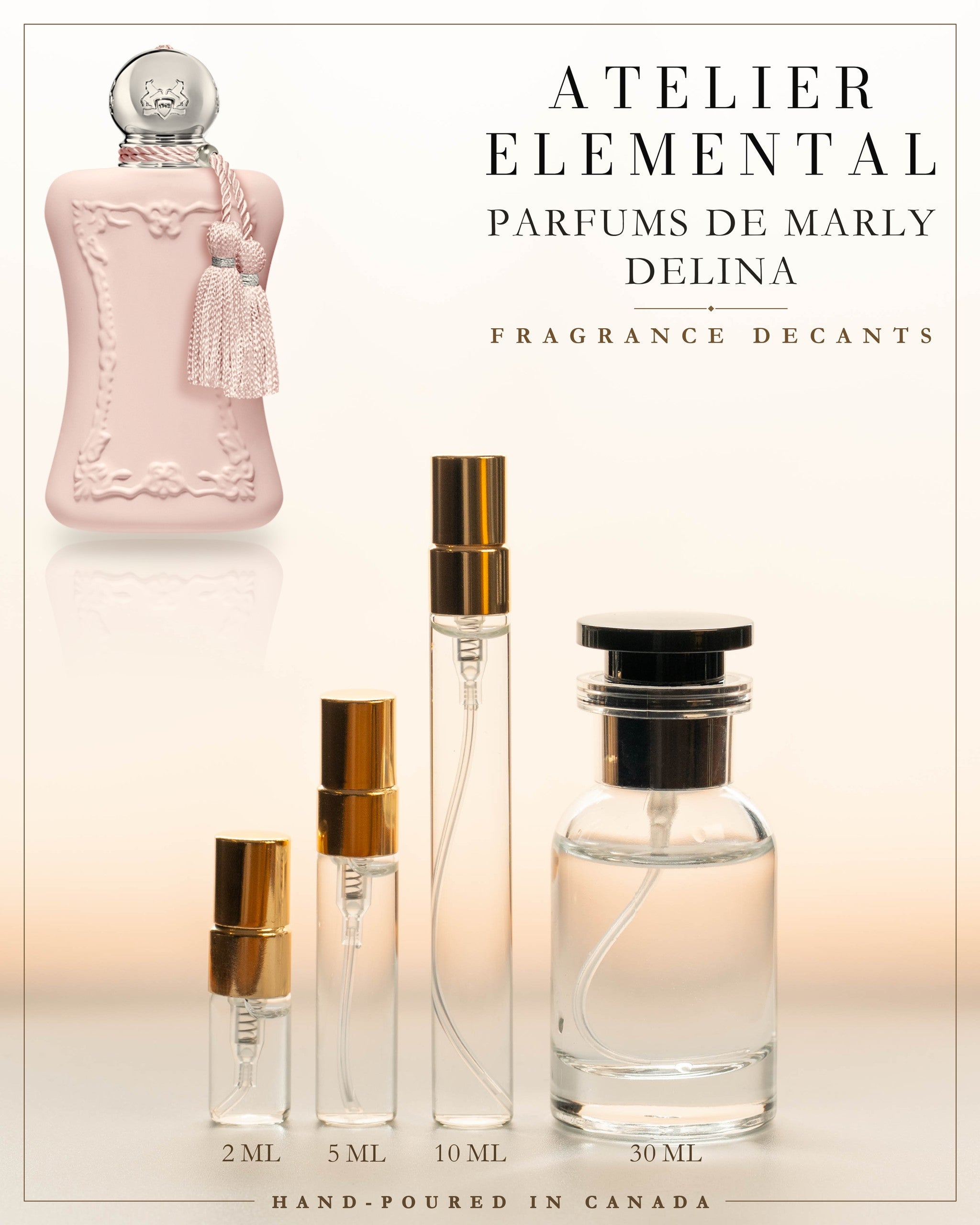 Atelier Elemental decant card - Parfums De Marly Delina Edp in 2ml 5ml 10ml 30ml sizes
