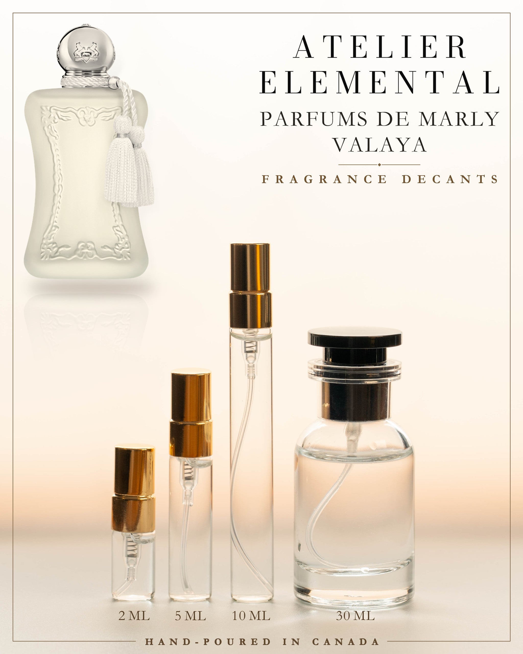 Atelier Elemental decant card - Parfums De Marly Valaya in 2ml 5ml 10ml 30ml sizes