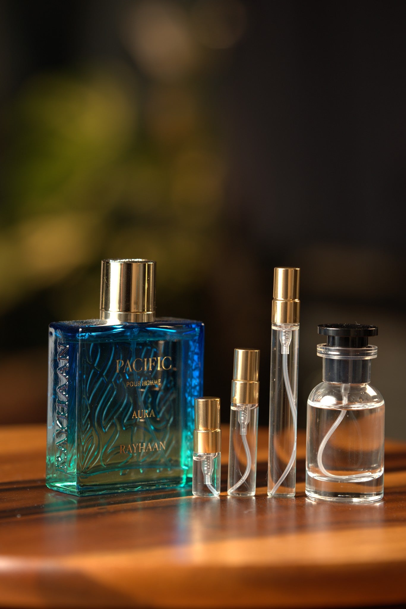 Atelier Elemental real bottle photo - Rayhaan Pacific Aura decant, 2ml 5ml 10ml vials