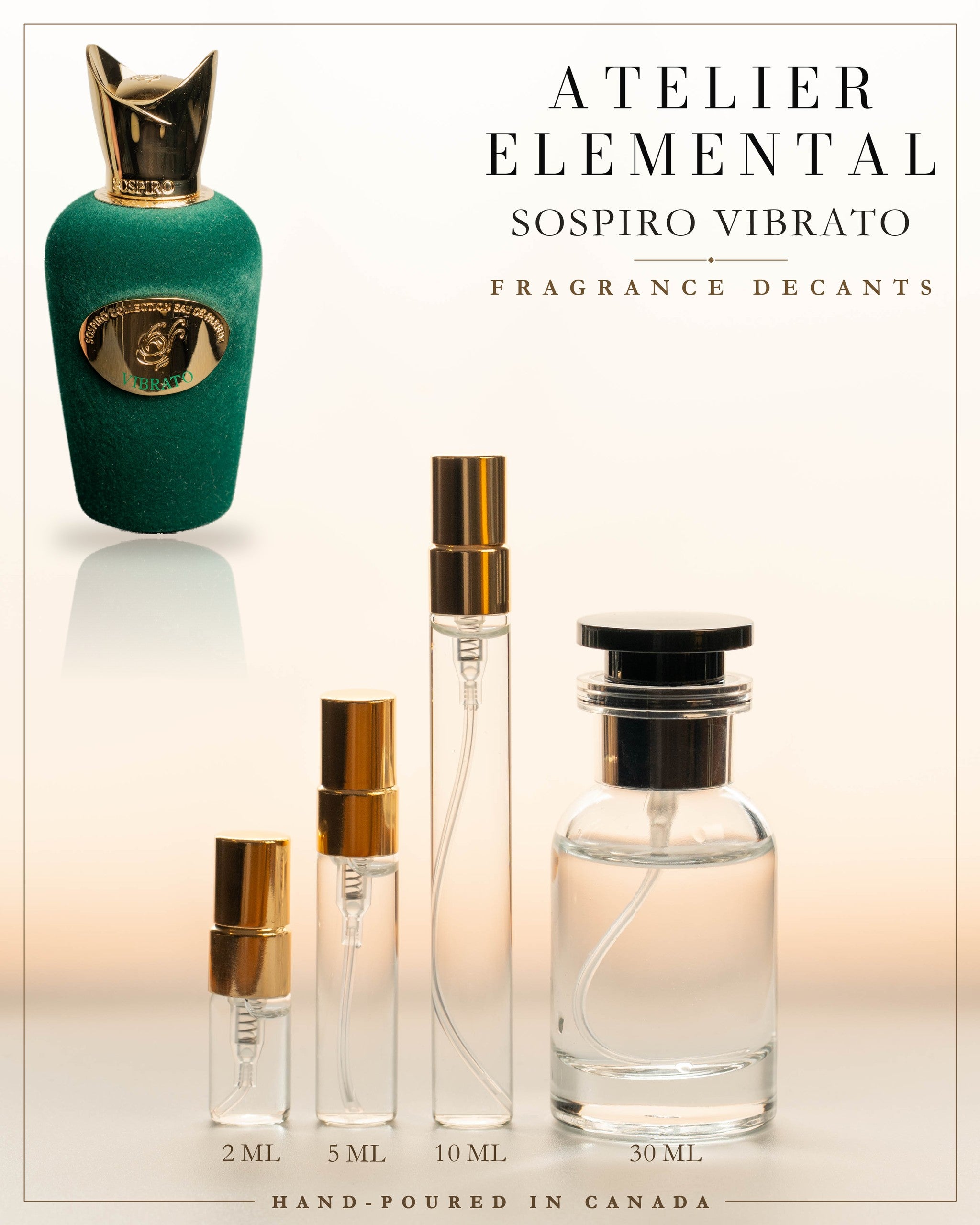 Atelier Elemental decant card - Sospiro Vibrato in 2ml 5ml 10ml 30ml sizes