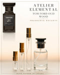 Atelier Elemental decant card - Tom Ford Oud Wood Edp in 2ml 5ml 10ml 30ml sizes