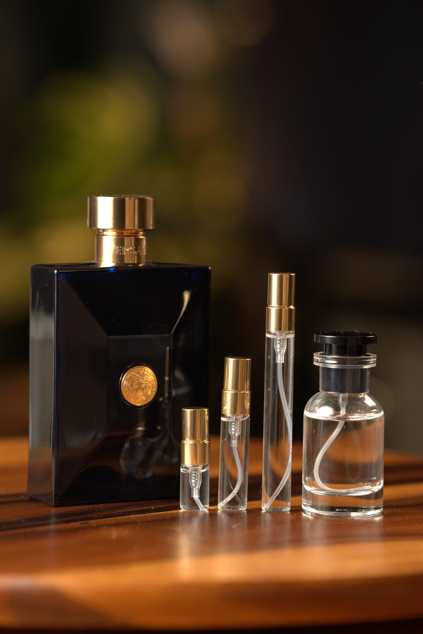 Atelier Elemental real bottle photo - Versace Dylan Blue decant, 2ml 5ml 10ml vials