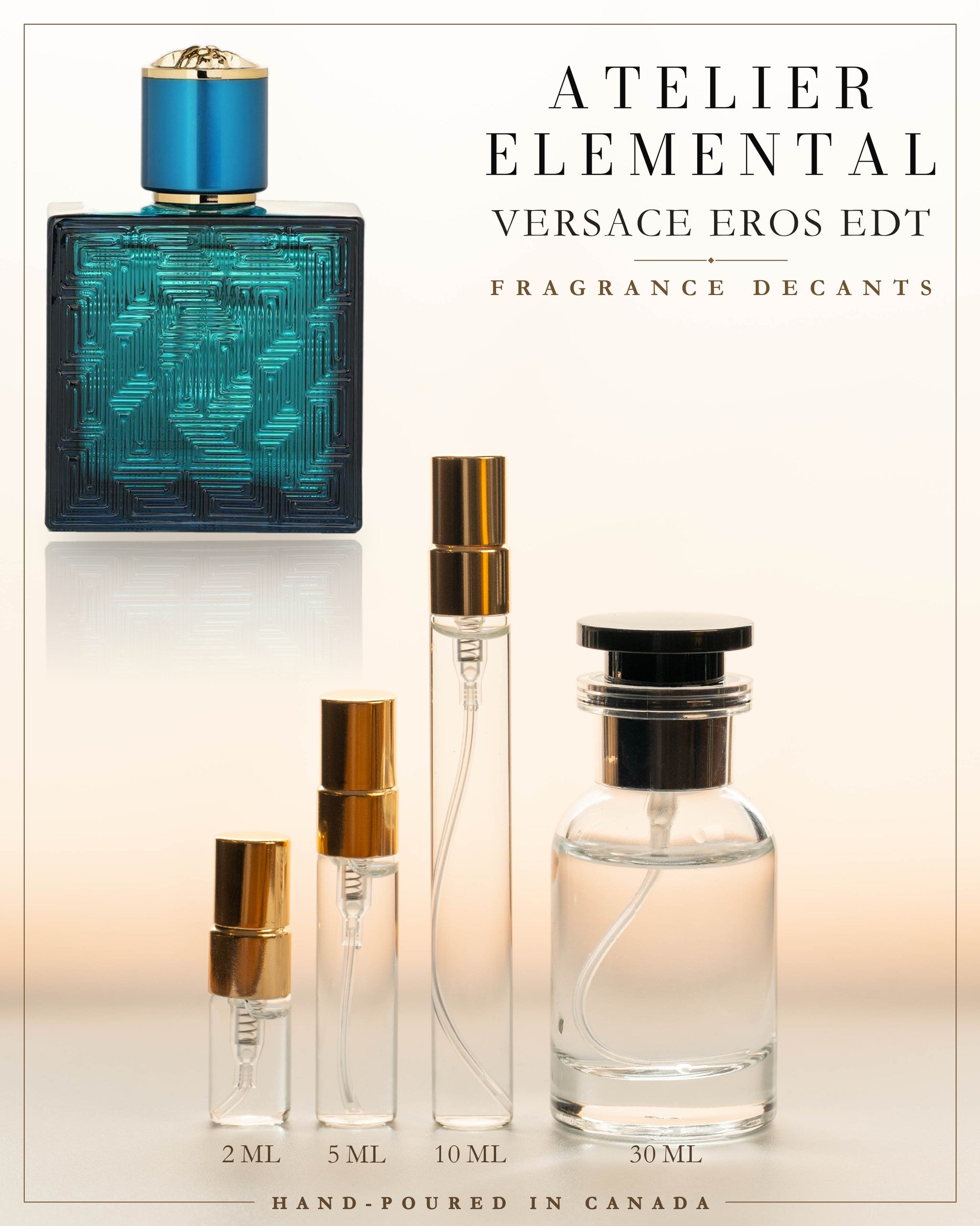 Atelier Elemental decant card - Versace Eros Edt in 2ml 5ml 10ml 30ml sizes