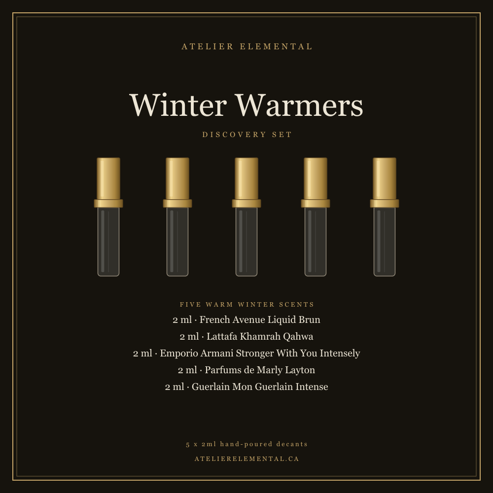 Winter Warmers Discovery Set, five 2ml fragrance decants