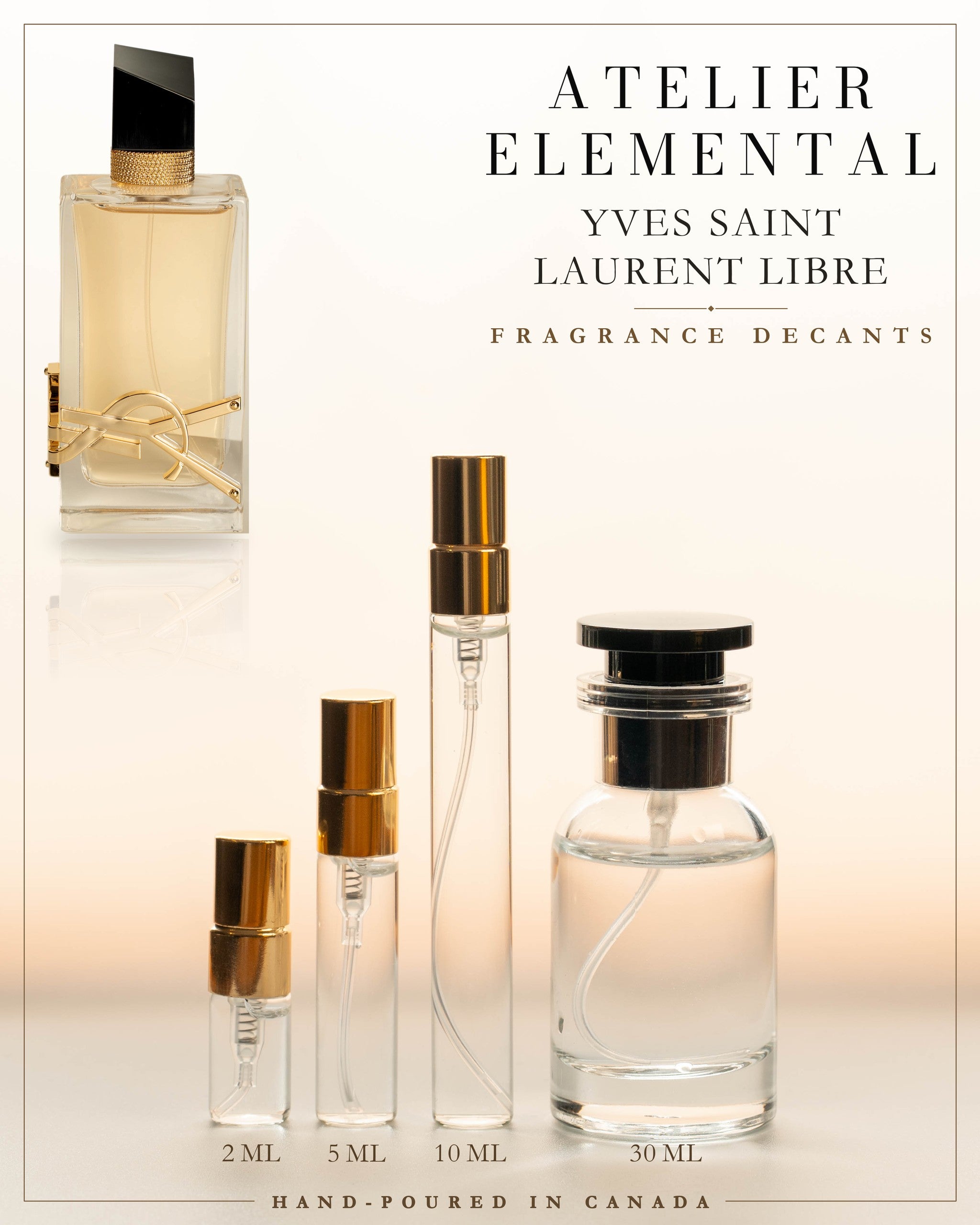Atelier Elemental decant card - Yves Saint Laurent Libre Edp in 2ml 5ml 10ml 30ml sizes